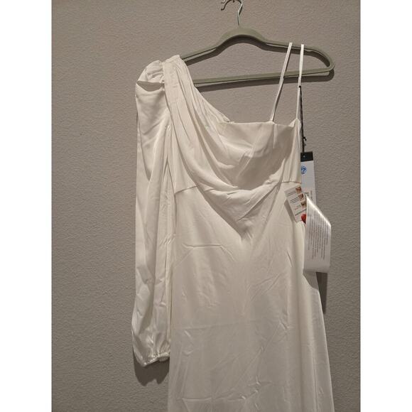 Mac Duggal Ivory One Shoulder Hi Low Dress Women's 6 Formal Wedding White Party - Picture 2 of 12